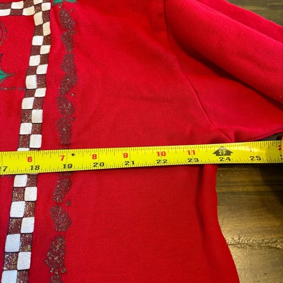 Vintage USA Nutcracker Graphic Christmas Sweater Red Holiday Bow Wreath Glitter - Picture 7 of 9